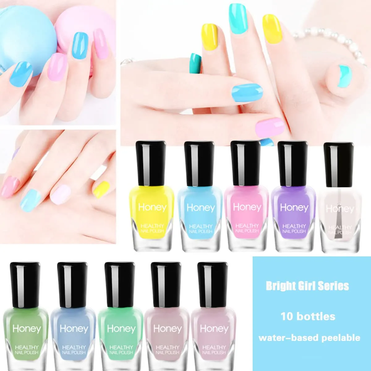 Non Toxic Nail Polish Set, Easy Peel Off and Fast Dry NailPolish Set for Pack, Eco Friendly and Organic Water Based Nail Polish for Women,Teens(20 Bottles)