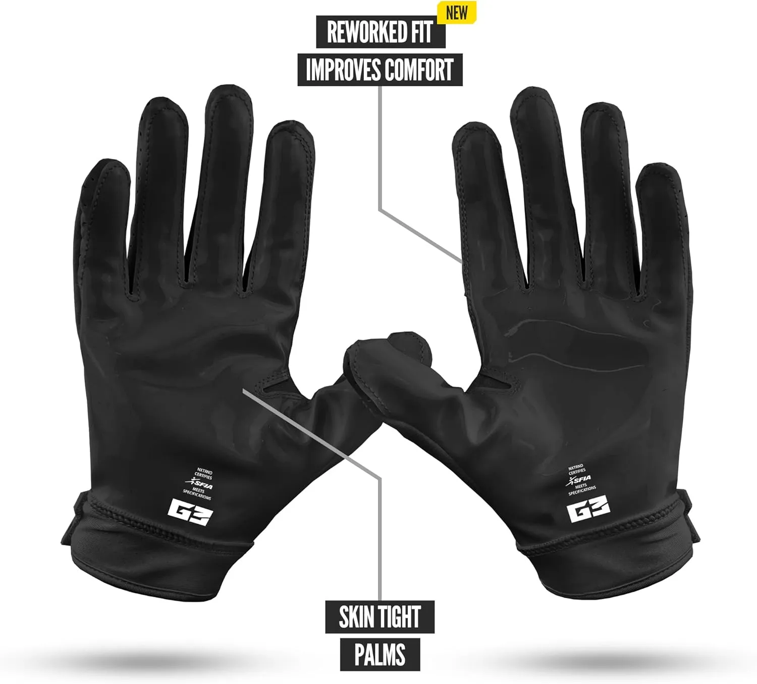 Nxtrnd G3 Pro Padded Football Gloves, Sticky Padded Receiver & Lineman Gloves