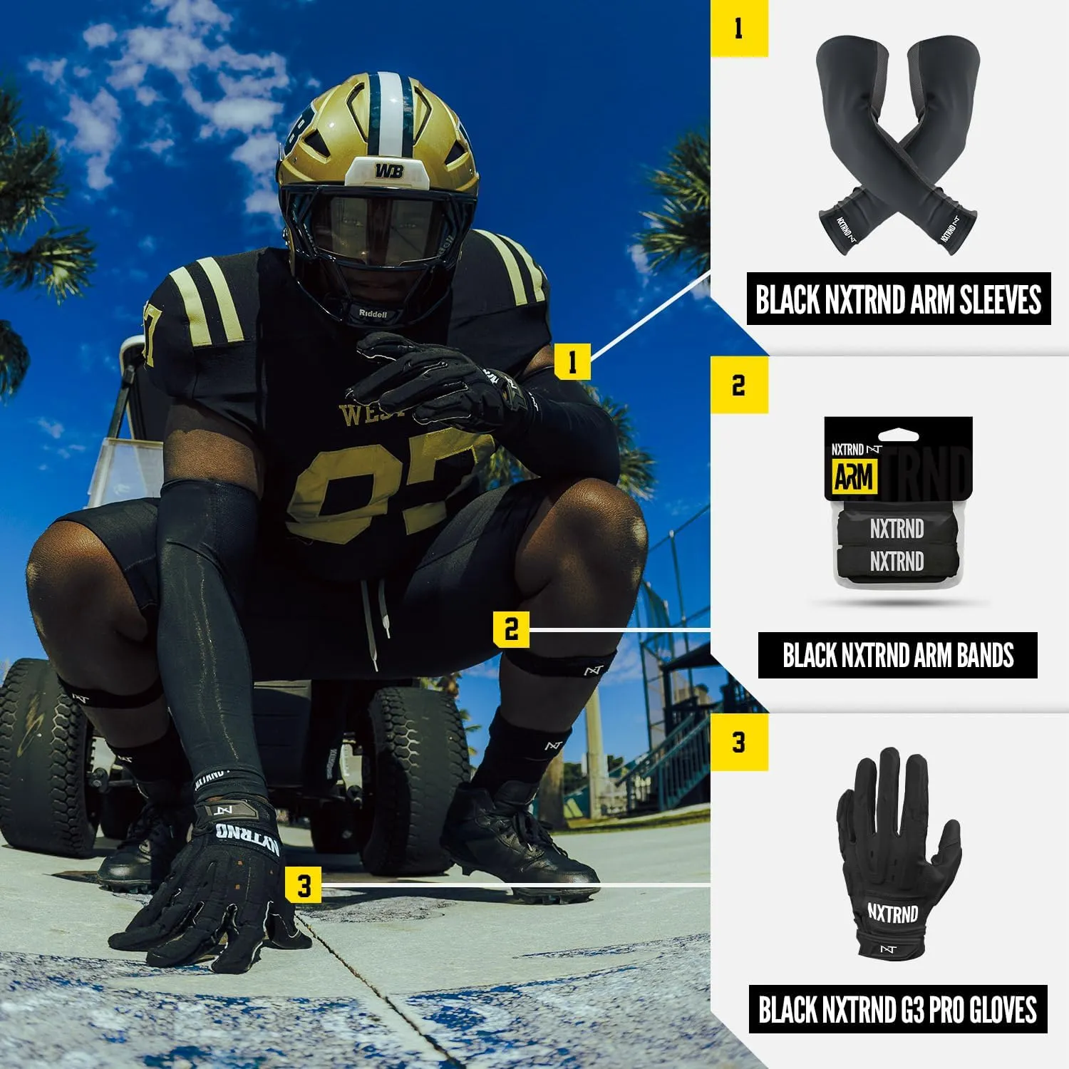 Nxtrnd G3 Pro Padded Football Gloves, Sticky Padded Receiver & Lineman Gloves