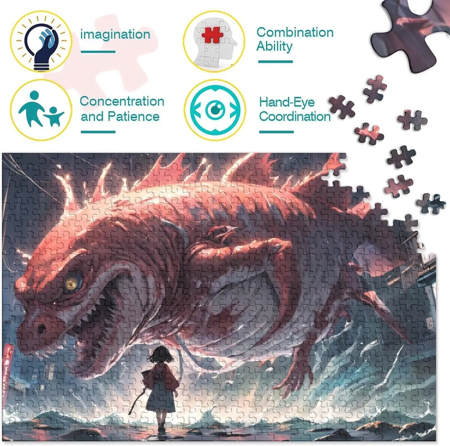 Oceans 1000 Pieces Colorful Fish Jigsaw Puzzle Adults Fun Home Decoration Toy Intellectual Game Stress Relief Toy Education Game Challenge Educational 1000pcs (75x50cm)