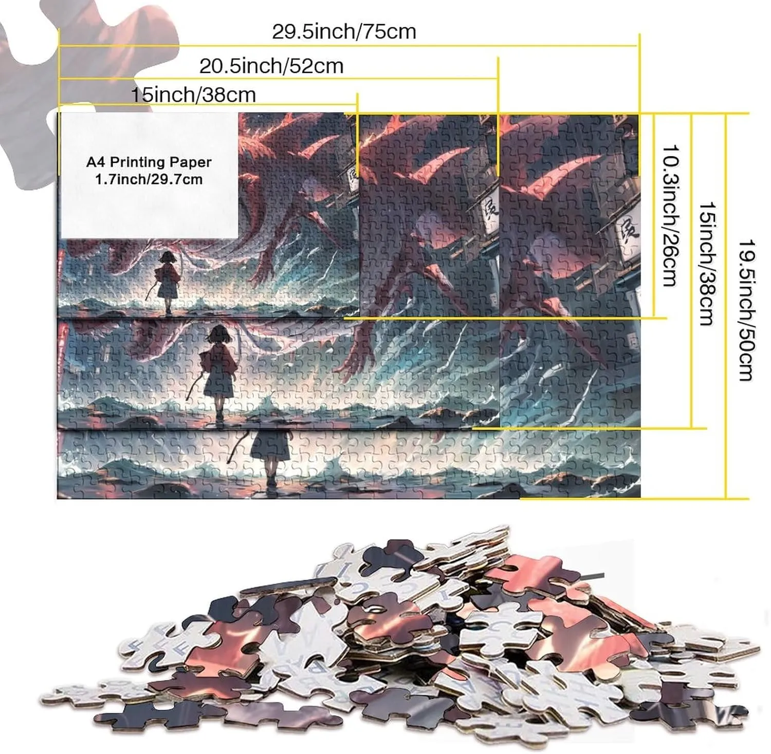 Oceans 1000 Pieces Colorful Fish Jigsaw Puzzle Adults Fun Home Decoration Toy Intellectual Game Stress Relief Toy Education Game Challenge Educational 1000pcs (75x50cm)