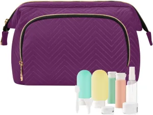 ODAWA Luxury Purple Cosmetic Bag Travel Toiletry Bag Makeup Cosmetic Bags Travel Makeup Bag Double Layer Makeup Organizer Bag