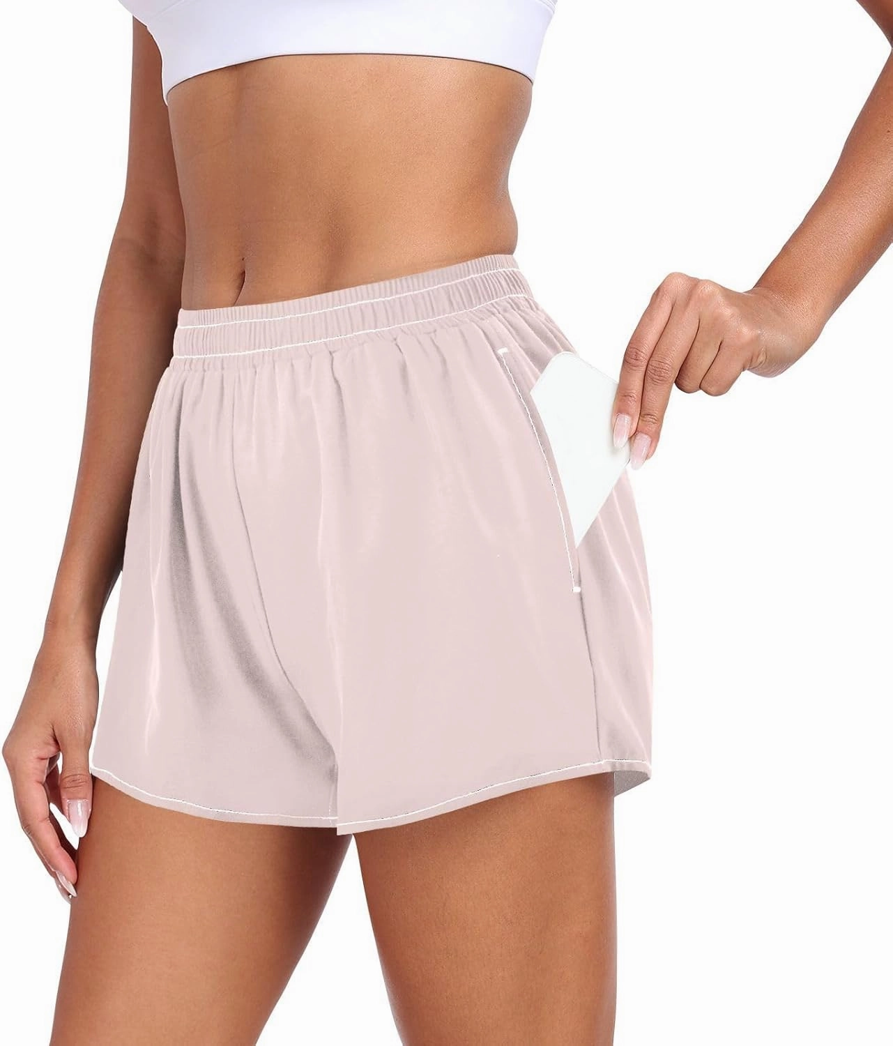 ODAWA Misty Rose Women's Basketball Shorts, Quick Dry Womens Swim Shorts Small