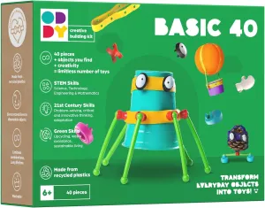 Oddy Basic 40 Creative Play Kit - Eco-Friendly STEM Toy Building Set for Kids 6 