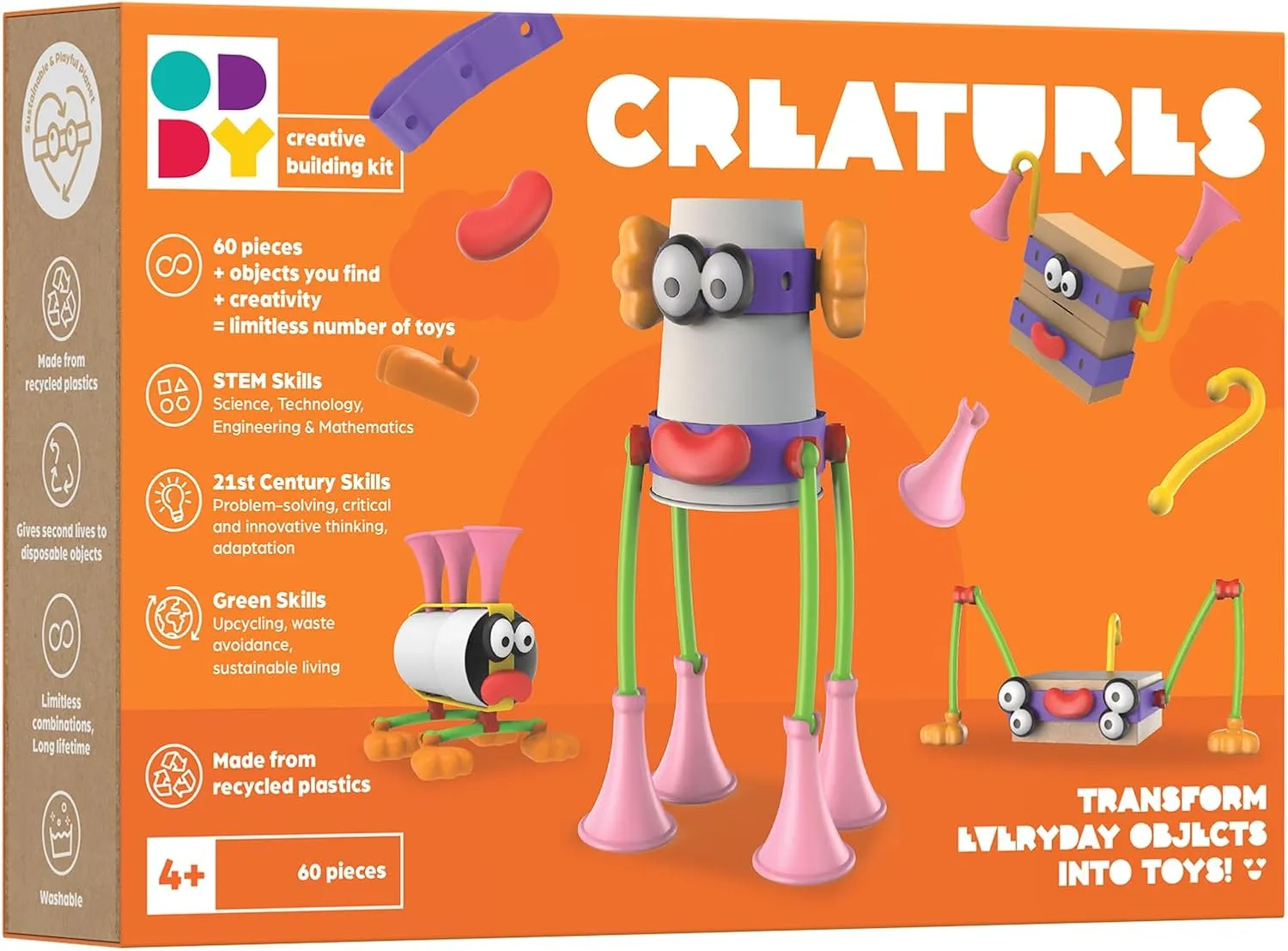 Oddy Creatures Creative Play Kit - Eco-Friendly STEM Toy Set for Kids 4 