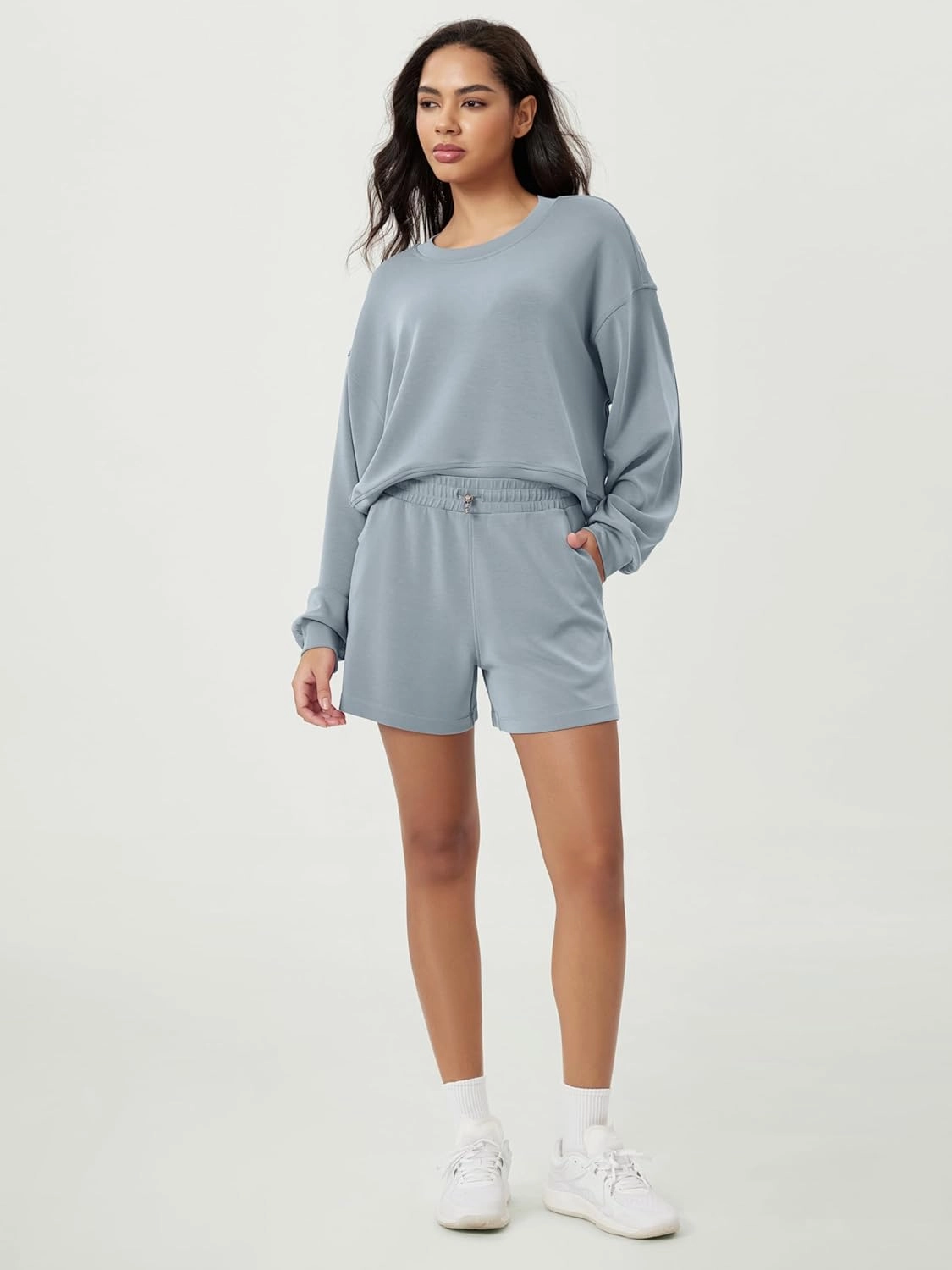 ODODOS Modal Soft Relaxed Shorts for Women Adjustable Shockcord High Waist Casual Shorts with Pockets