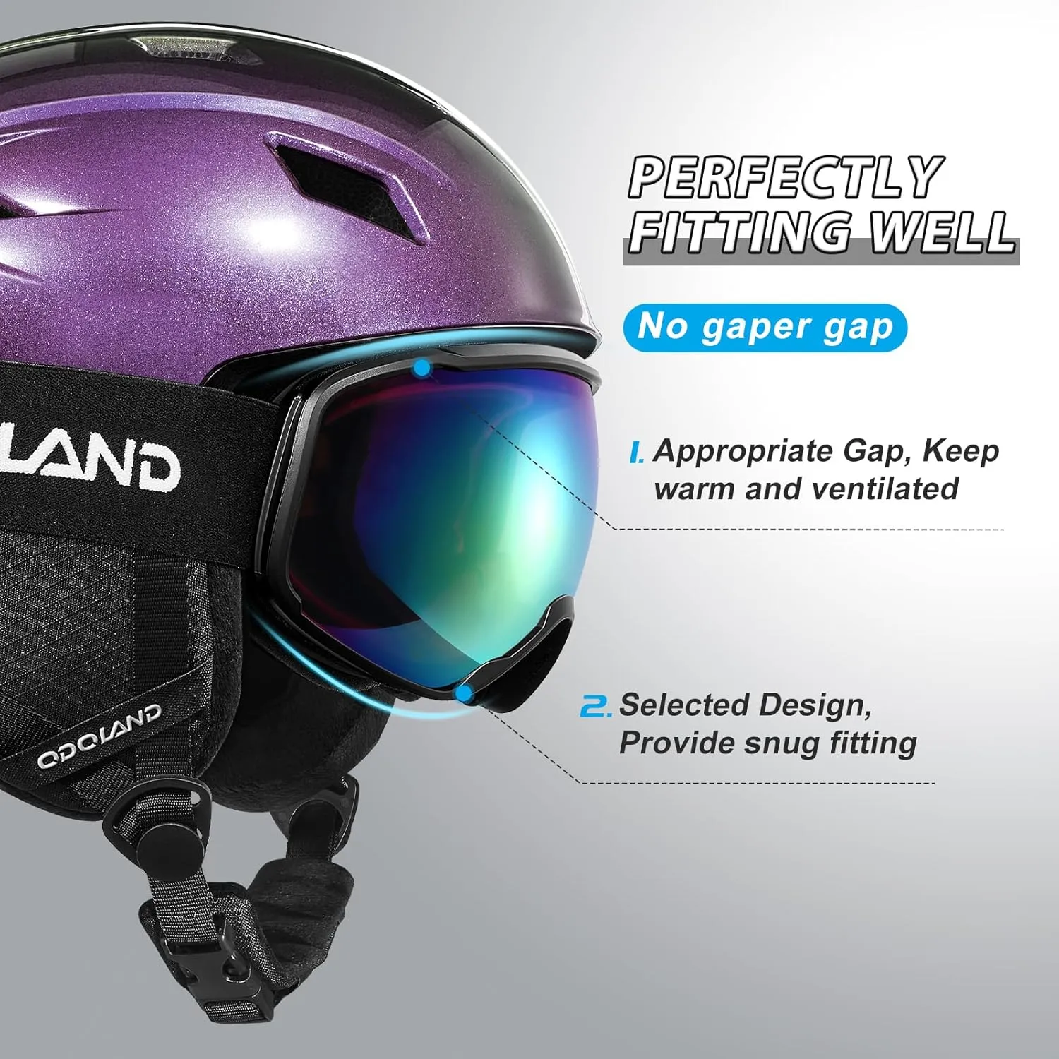 Odoland Ski Helmet and Goggles Set, Snowboard Helmet Glasses for Men, Women & Youth - Shockproof/Windproof Gear for Skiing, Snowboarding