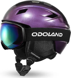 Odoland Ski Helmet and Goggles Set, Snowboard Helmet Glasses for Men, Women & Youth - Shockproof/Windproof Gear for Skiing, Snowboarding
