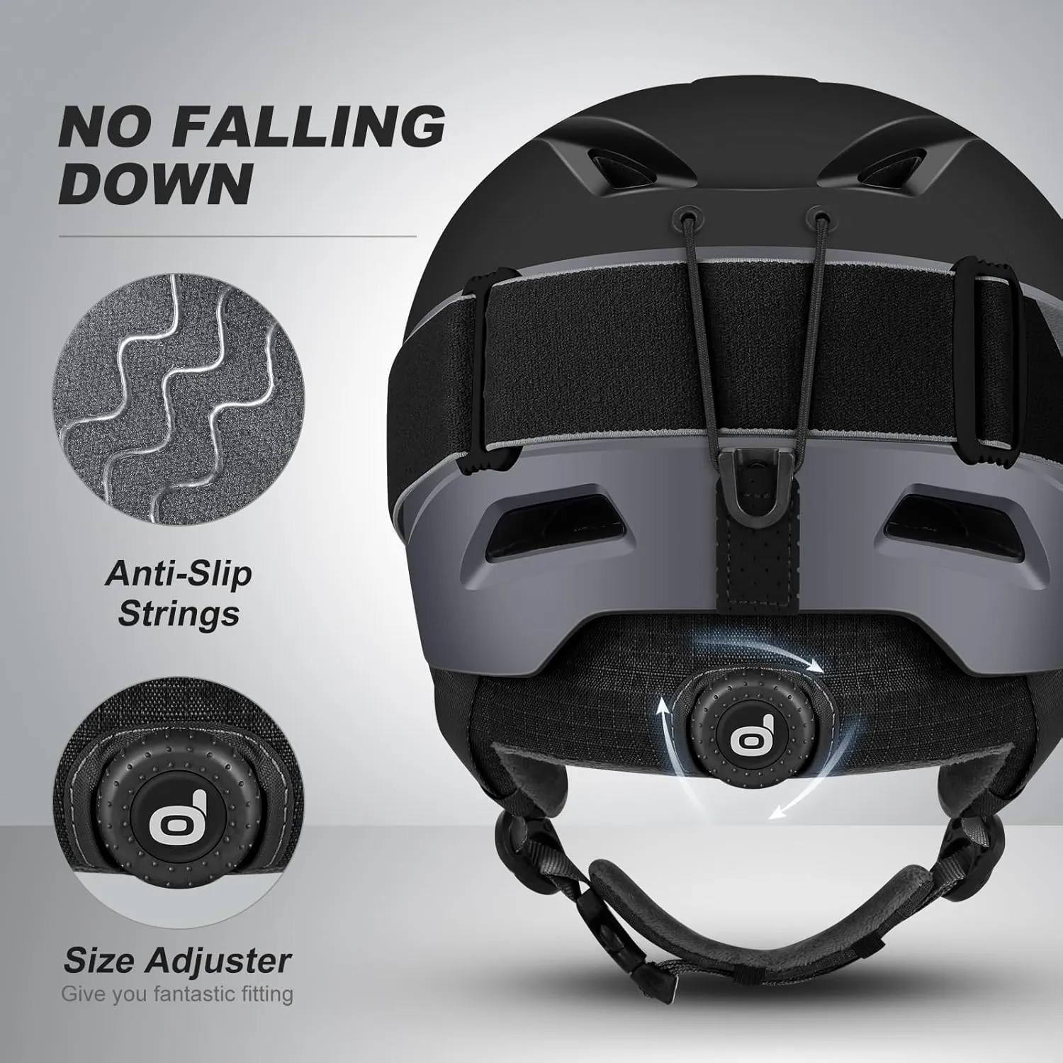 Odoland Ski Helmet, Snowboard Helmet with Ski Goggles, Audio Compatible, Shockproof, Windproof, Snow Sports Helmet and Protective Glasses for Men Women Youth