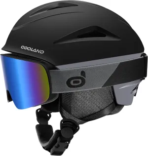 Odoland Ski Helmet, Snowboard Helmet with Ski Goggles, Audio Compatible, Shockproof, Windproof, Snow Sports Helmet and Protective Glasses for Men Women Youth