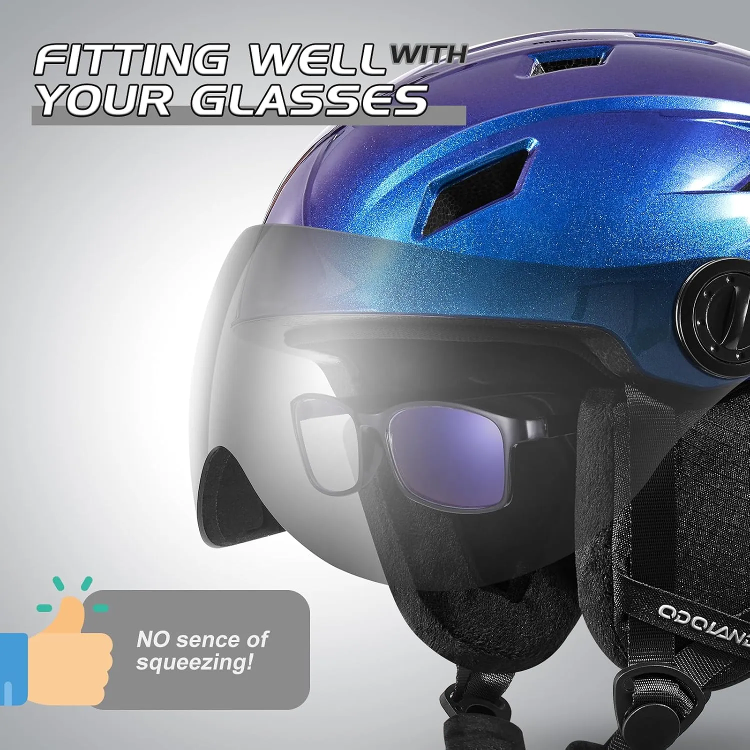 Odoland Ski Helmet with Ski Goggles, Light Weight Snowboard Helmet and 2-in-1 Visor Detachable Goggles Set, Snow Sport Helmets for Men Women