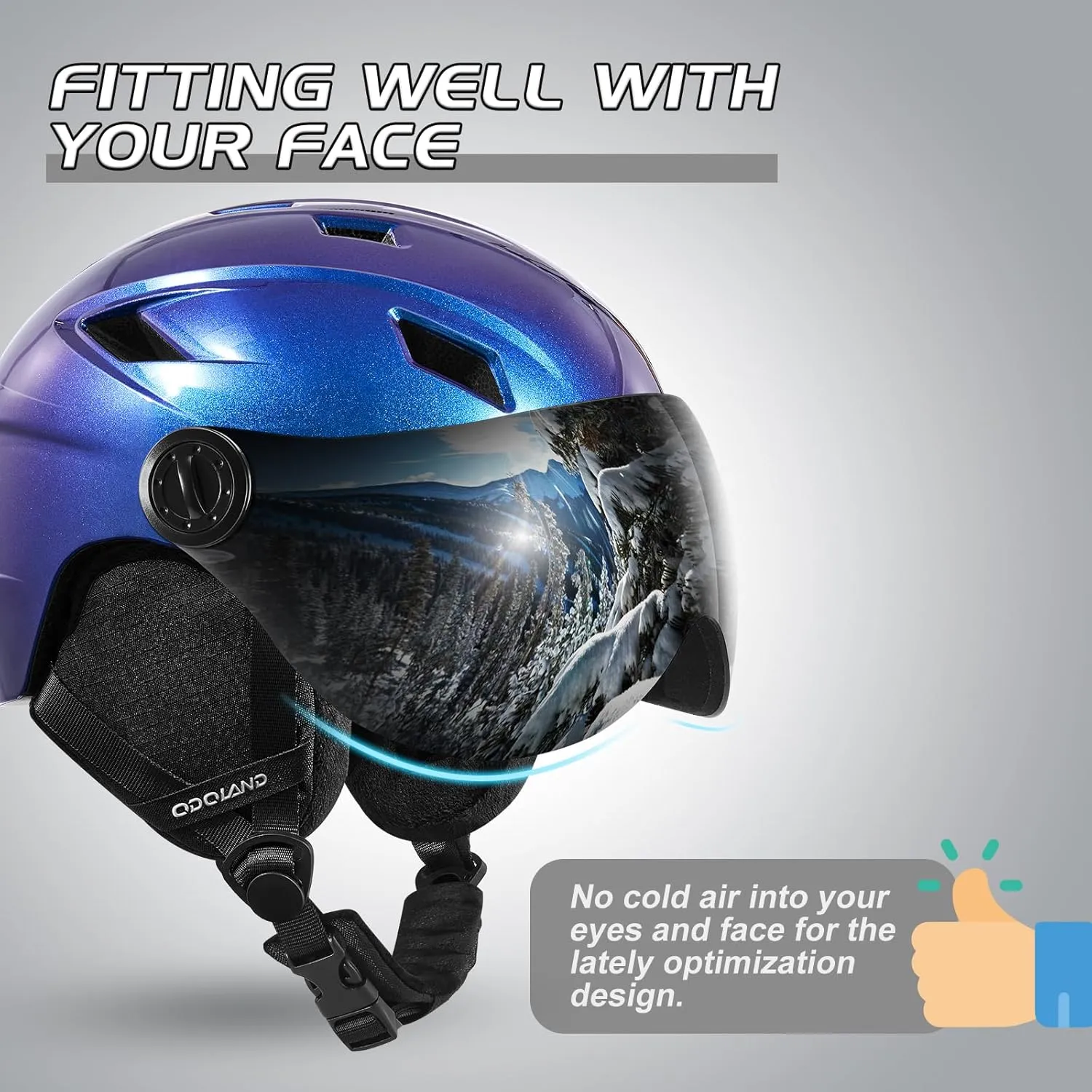 Odoland Ski Helmet with Ski Goggles, Light Weight Snowboard Helmet and 2-in-1 Visor Detachable Goggles Set, Snow Sport Helmets for Men Women