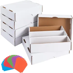 OldPAPA Trading Card Storage Box, Card Storage Box with Dividers, Cardboard Sports Game Card Storage Collector Boxes with 3 Rows, Storage Box for Tcg/Mtg/Ptcg/Baseball (6-Pack-White)