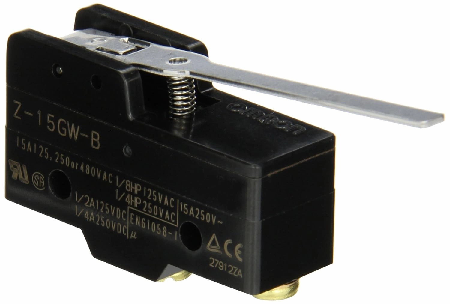 Omron Z-15GW-B General Purpose Basic Switch, Hinge Lever, Low OF, Screw Terminal, 0.5mm Contact Gap, 15A Rated Current