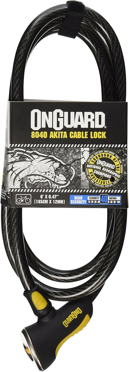 Onguard 8040 Akita 12mm x 6' Cable Lock, Black