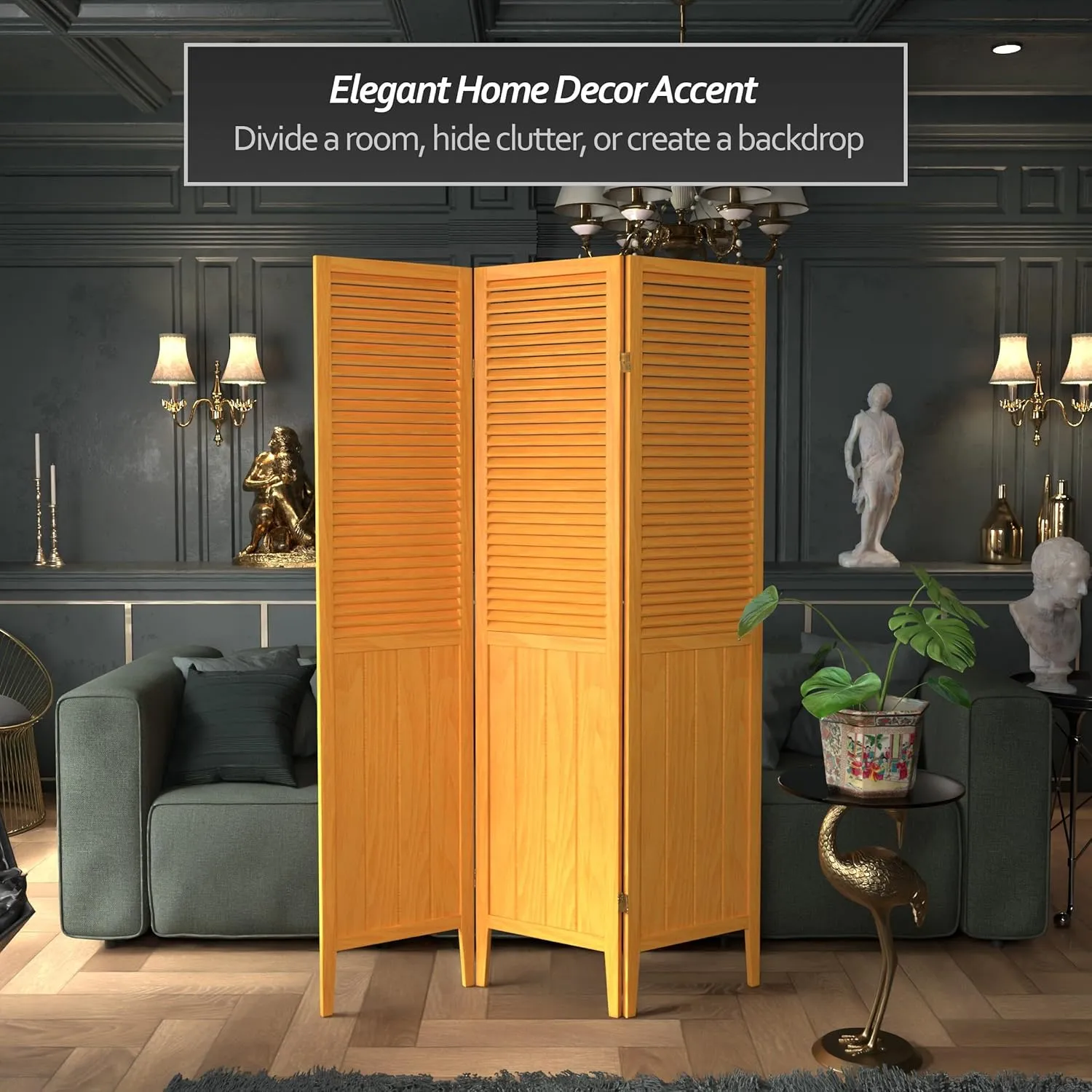 Oriental Furniture 6-Feet Tall Beadboard Room Divider, 3 Panel, Honey (15.75"W x 3/4"D x 70"H-Each Panel)