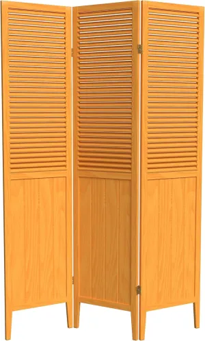 Oriental Furniture 6-Feet Tall Beadboard Room Divider, 3 Panel, Honey (15.75"W x 3/4"D x 70"H-Each Panel)