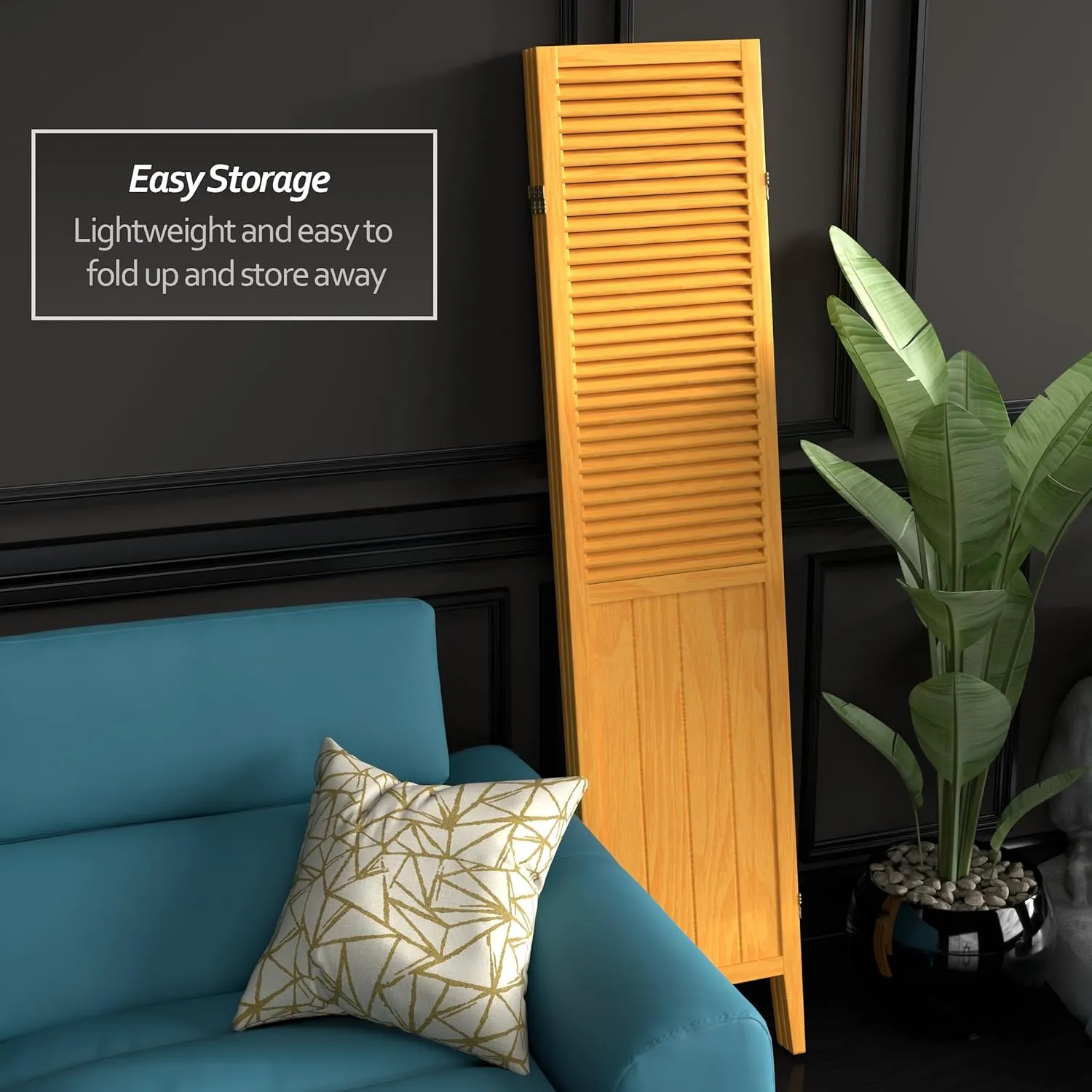 Oriental Furniture 6-Feet Tall Beadboard Room Divider, 3 Panel, Honey (15.75"W x 3/4"D x 70"H-Each Panel)