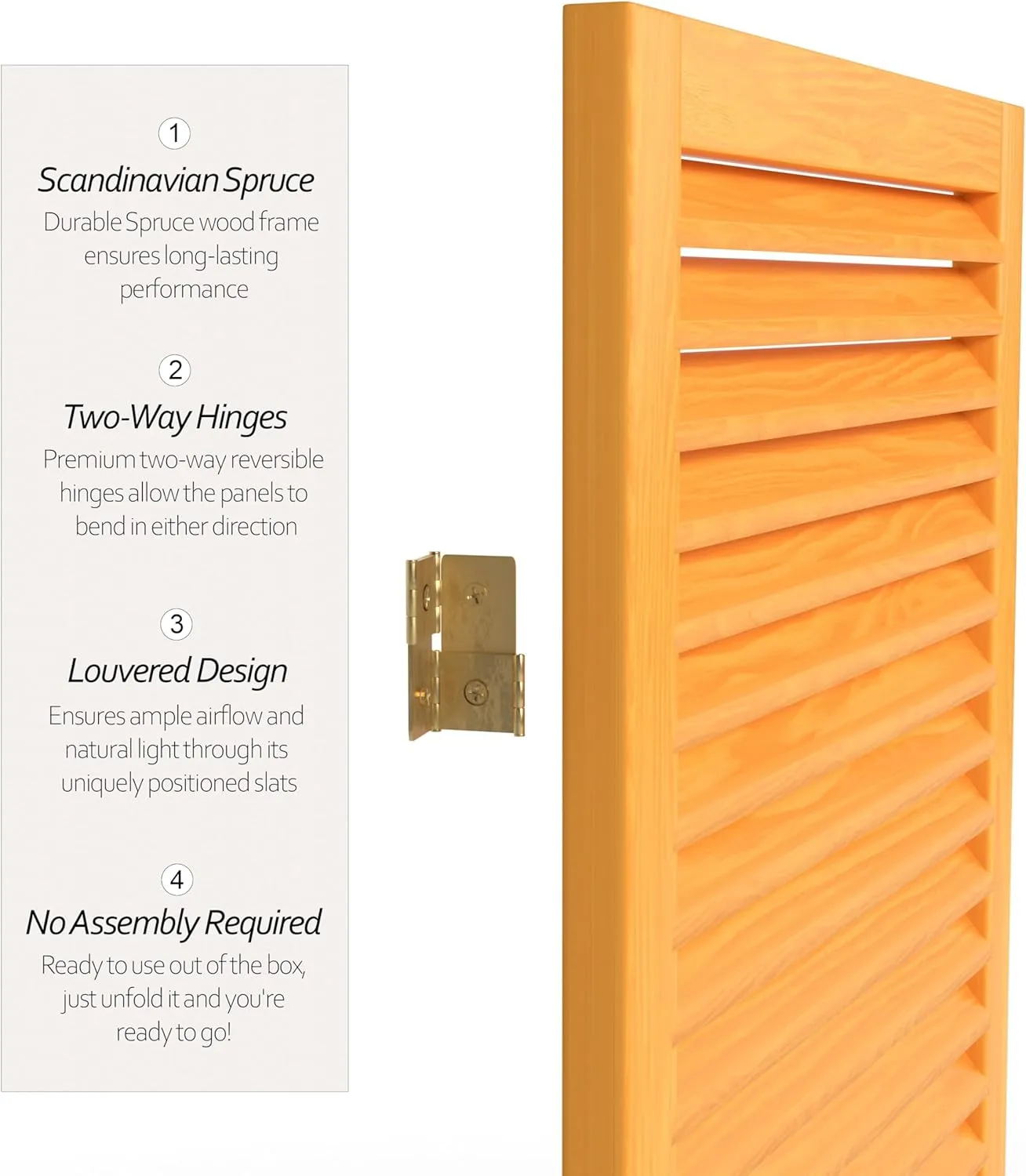 Oriental Furniture 6-Feet Tall Beadboard Room Divider, 3 Panel, Honey (15.75"W x 3/4"D x 70"H-Each Panel)