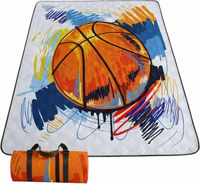 Outdoor Picnic Blanket,Portable Sandproof Waterproof Picnic Mat,Painted Basketball Printed Camping Beach Mat for Sand and Wet Grass Hiking (Painted Basketball S)