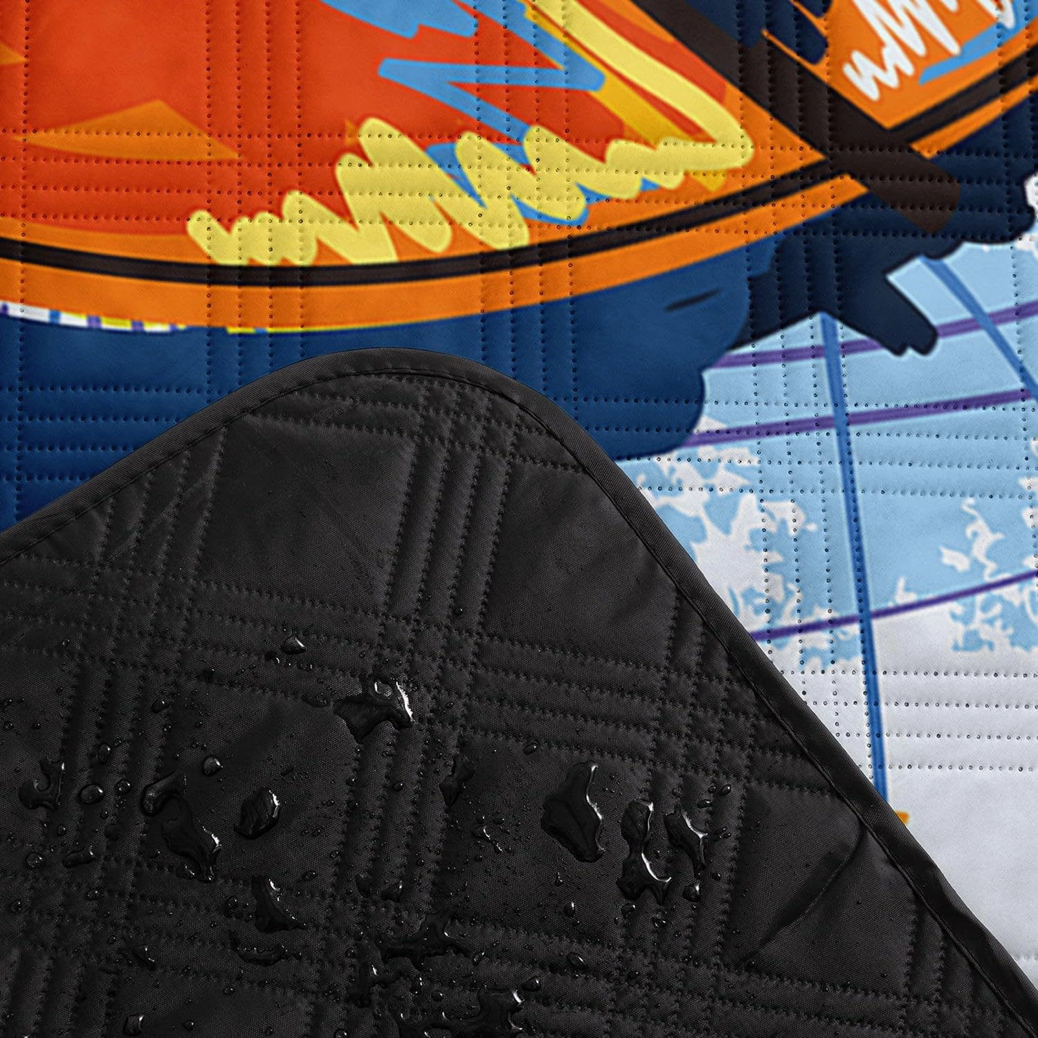 Outdoor Picnic Blanket,Portable Sandproof Waterproof Picnic Mat,Painted Basketball Printed Camping Beach Mat for Sand and Wet Grass Hiking (Painted Basketball S)