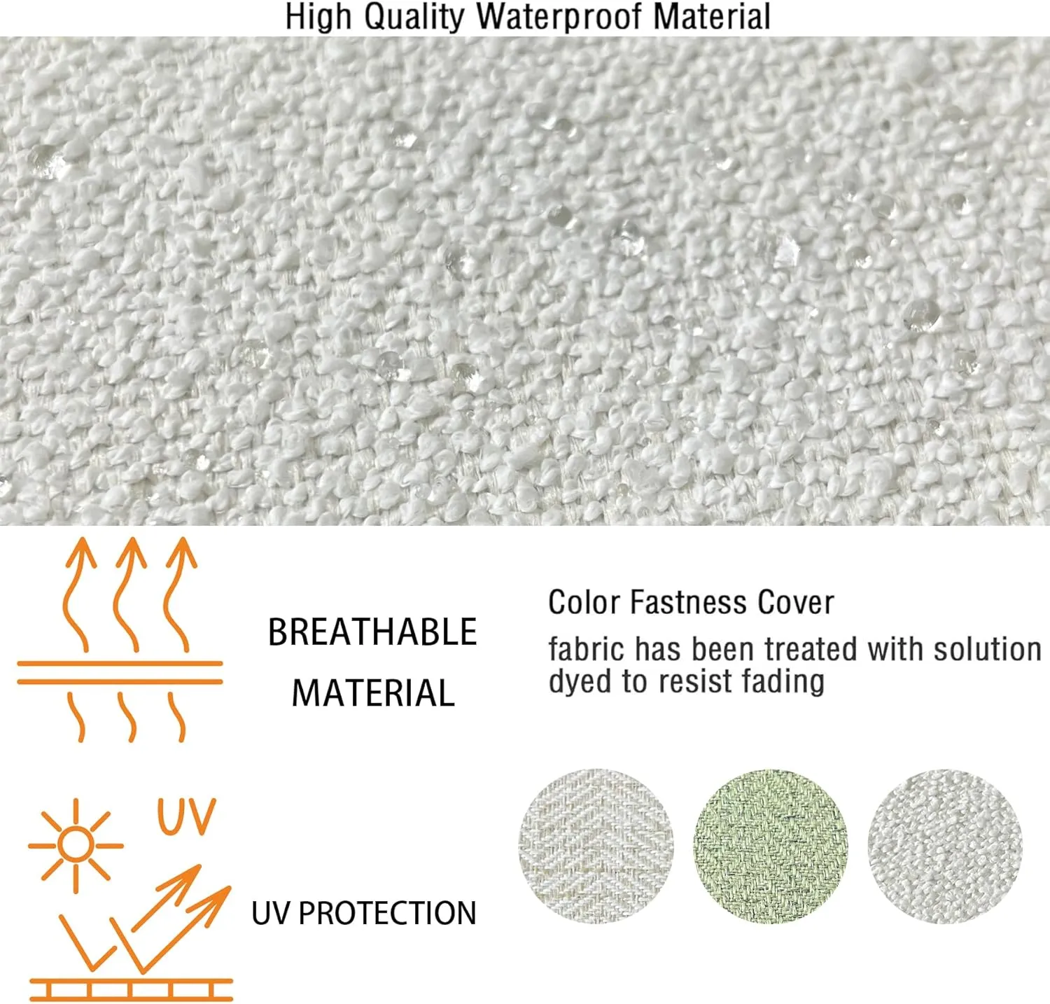 Outdoor/Indoor 22x24 inch Deep Seat Patio Cushions Set of 2 Resilient Foam Filling Water Repellent Stain-Resistant UV Resistant Weather Resistant Patio Cushions Cream White Boucle