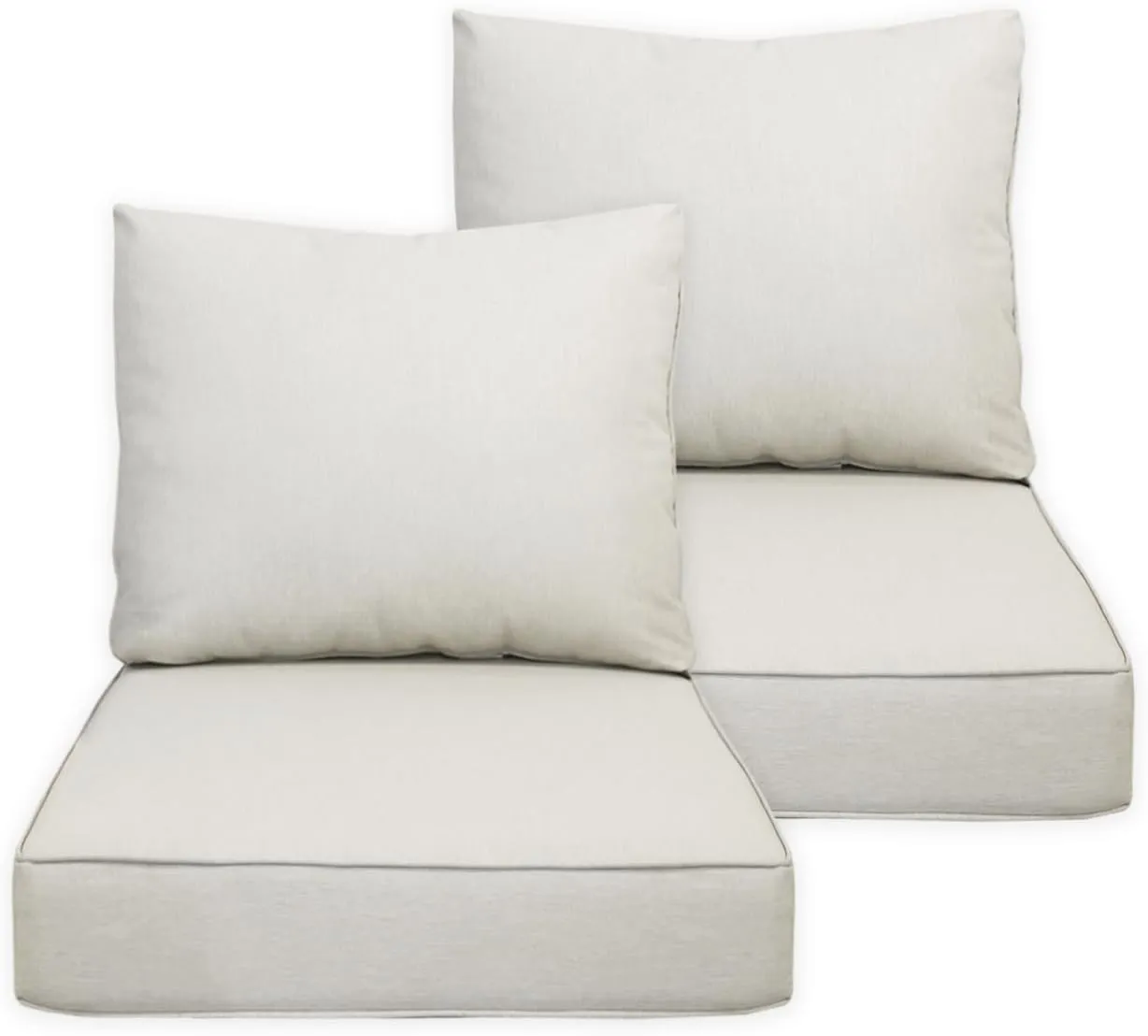 Outdoor/Indoor 23.5x25 inch Deep Seat Patio Cushions Set of 2 Resilient Foam Filling Water Repellent Stain-Resistant UV Resistant Weather Resistant Patio Cushions Almond