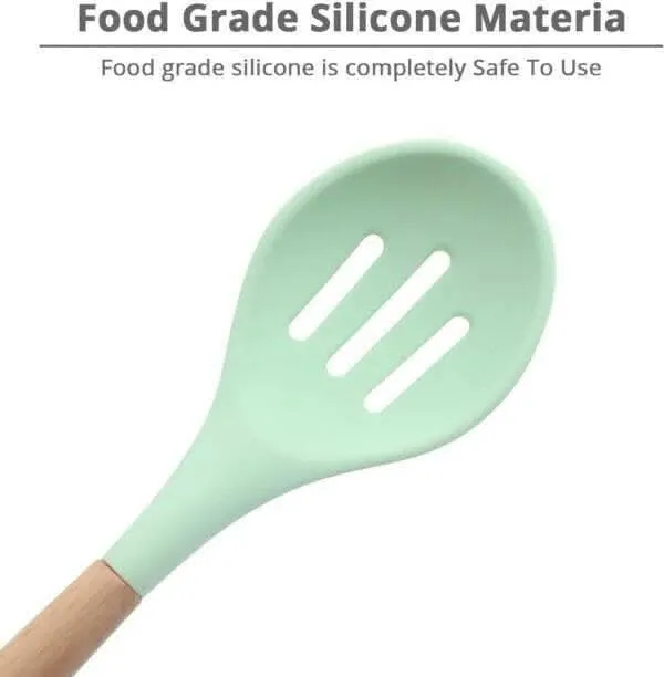 P-Plus International Silicone Cooking Spoon Set (Green) (Pack of 2)