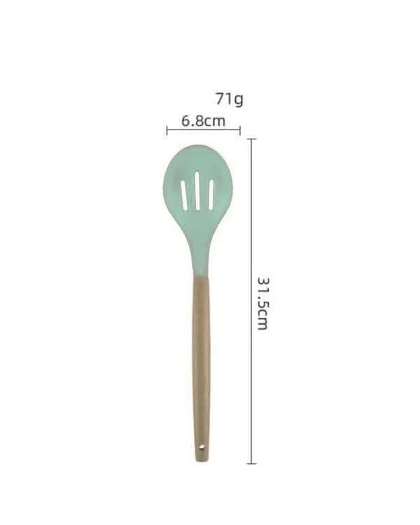 P-Plus International Silicone Cooking Spoon Set (Green) (Pack of 2)