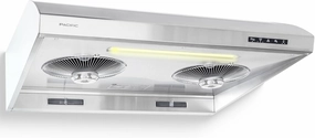 Pacific Range Hood, 900 CFM, 30 Inches, Stainless Steel, Auto Heat Cleaning, 3-way ducting options, PW2300HAS