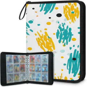 Painted Polka Dot Lines 3 Ring Trading Zipper Binder Strap, Trading Card Binder 9 Pocket, 900 Pockets Card Holder with 50 Removable Sleeves for Game Cards
