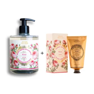 Panier des Sens - Rose Liquid Hand soap and Lotion Set - Moisturizing Hand Wash   Hand Cream - with Coconut Oil, Shea Butter - Hand Care Made in France - 97% Natural Ingredients