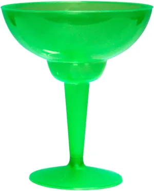 Party Essentials Hard Plastic Two Piece 12-Ounce Margarita Glasses, Neon Green, 10 Count