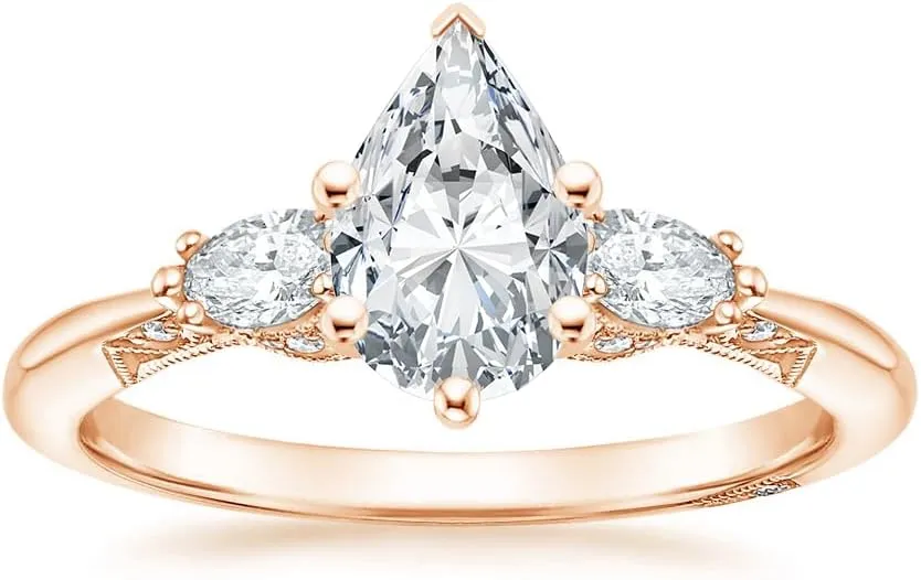 Pear Moissanite Engagement Ring 1-3.09 CT acori Three Stone Wedding Bridal Set 925 Sterling Silver 10K 14K 18K Gold Anniversary Promise Ring Valentine Gift for Her