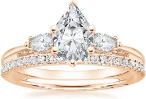 Pear Moissanite Engagement Ring 1-3.09 CT acori Three Stone Wedding Bridal Set 925 Sterling Silver 10K 14K 18K Gold Anniversary Promise Ring Valentine Gift for Her