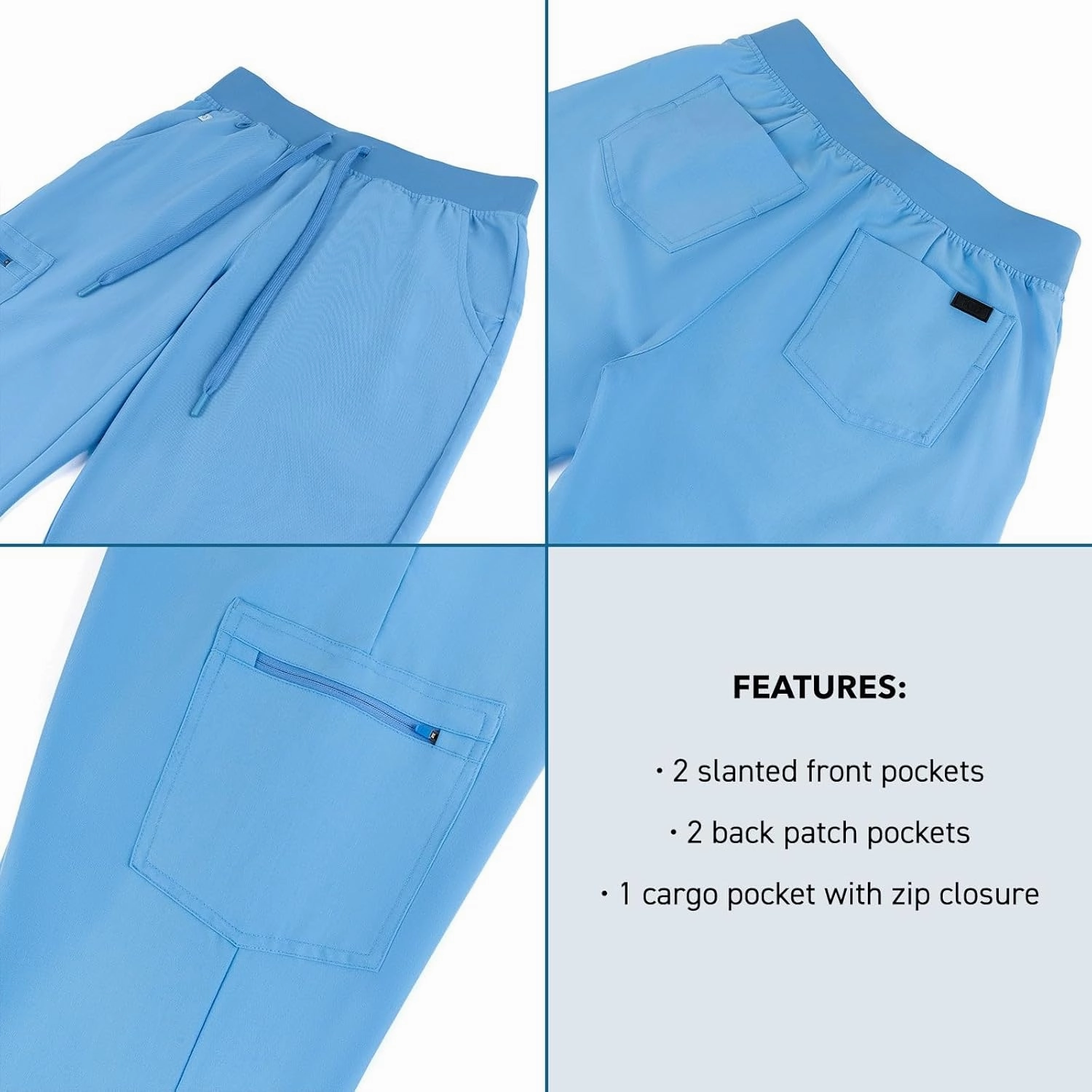 Peelz Arabella 5-Pocket Jogger Scrub Pants for Women - Elastic Waistband, Soft Joggers Women’s Scrubs, Slim Fit