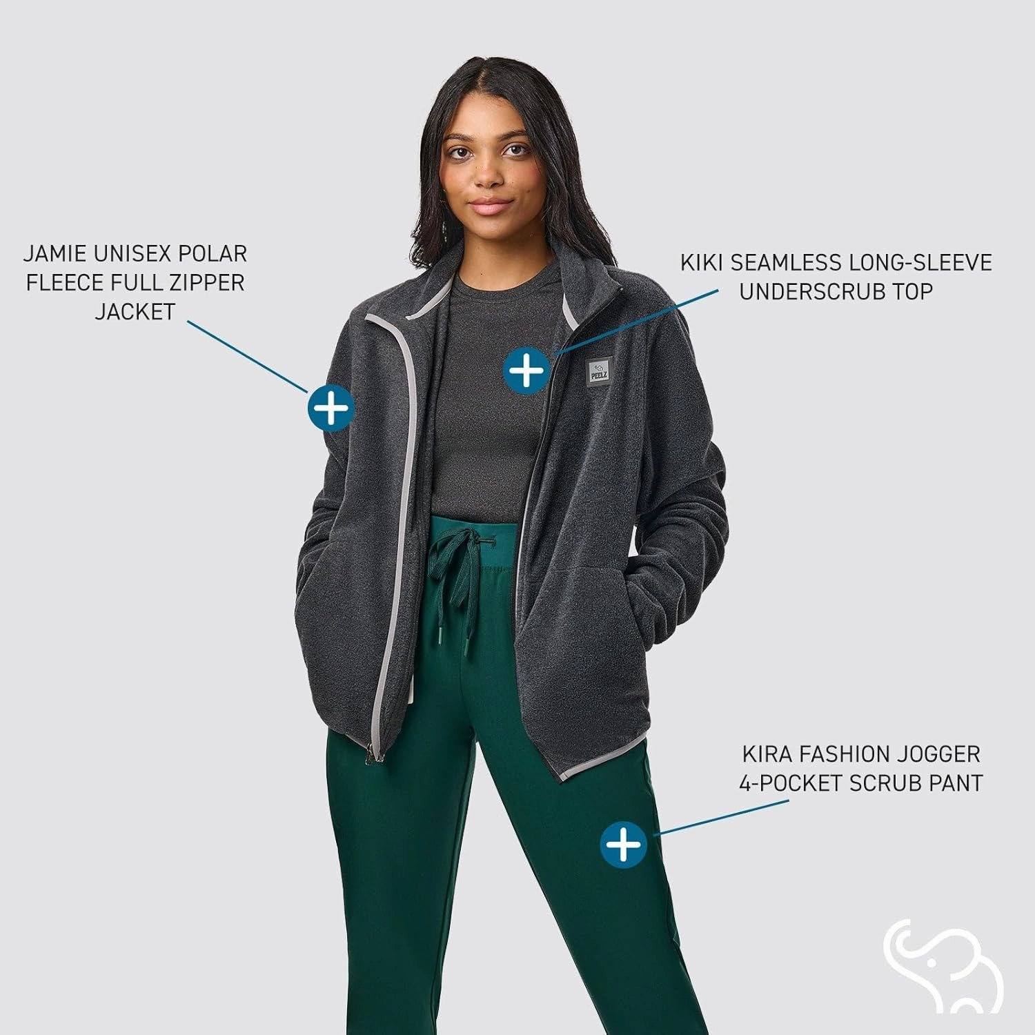 Peelz Arabella 5-Pocket Jogger Scrub Pants for Women - Elastic Waistband, Soft Joggers Women’s Scrubs, Slim Fit