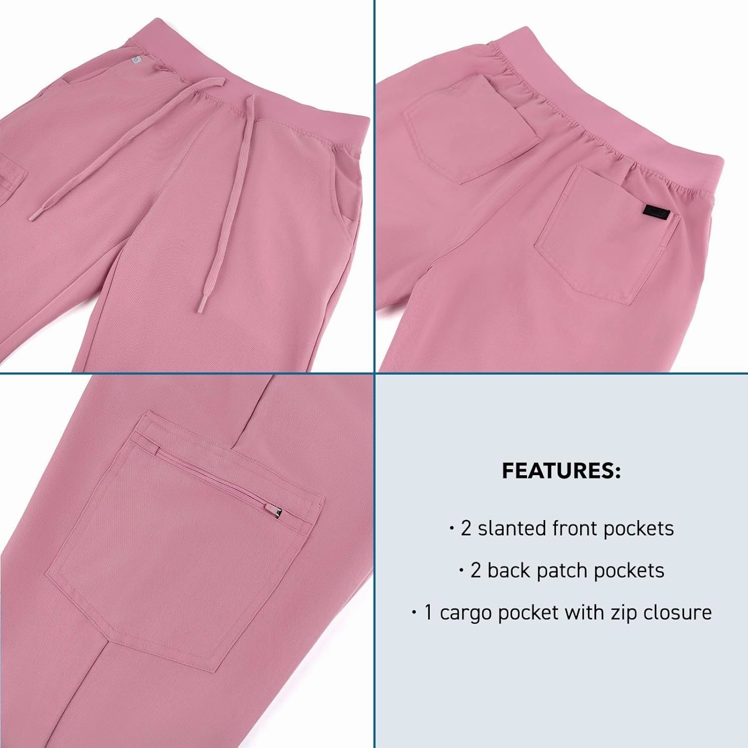 Peelz Arabella 5-Pocket Jogger Scrub Pants for Women - Elastic Waistband, Soft Joggers Women’s Scrubs, Slim Fit