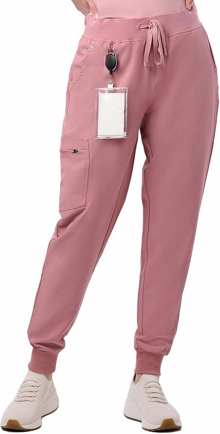 Peelz Arabella 5-Pocket Jogger Scrub Pants for Women - Elastic Waistband, Soft Joggers Women’s Scrubs, Slim Fit