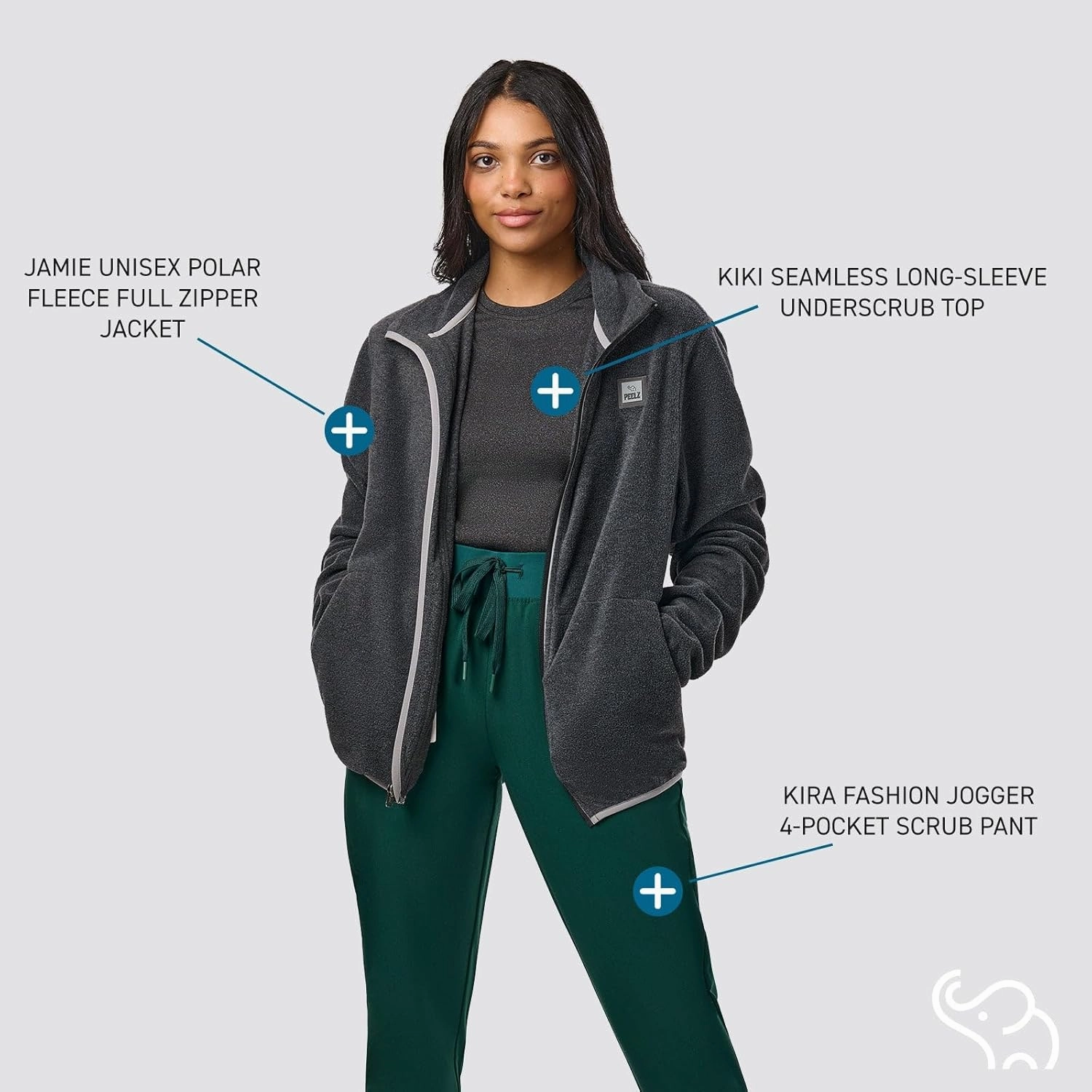 Peelz Arabella 5-Pocket Jogger Scrub Pants for Women - Elastic Waistband, Soft Joggers Women’s Scrubs, Slim Fit