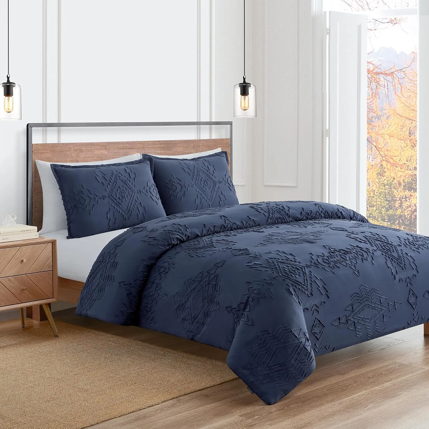 PENDLETON 29293 Rock Point Comforter Set Soft Cotton Machine Washable Bedding Set Rustic Home Decor Soft Comforter and Pillow Shams Cozy Luxury Bed Top Set for Bedroom Accents, Twin, Blue Night