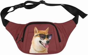 Personalized Fanny Bag for Women Men with Photo Name, Customized Picture Fashion Waist Bag Water Resistant Hip Bum Bag with Adjustable Belt for Travel Hiking Cycling Running (claret)