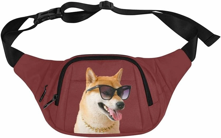 Personalized Fanny Bag for Women Men with Photo Name, Customized Picture Fashion Waist Bag Water Resistant Hip Bum Bag with Adjustable Belt for Travel Hiking Cycling Running (claret)