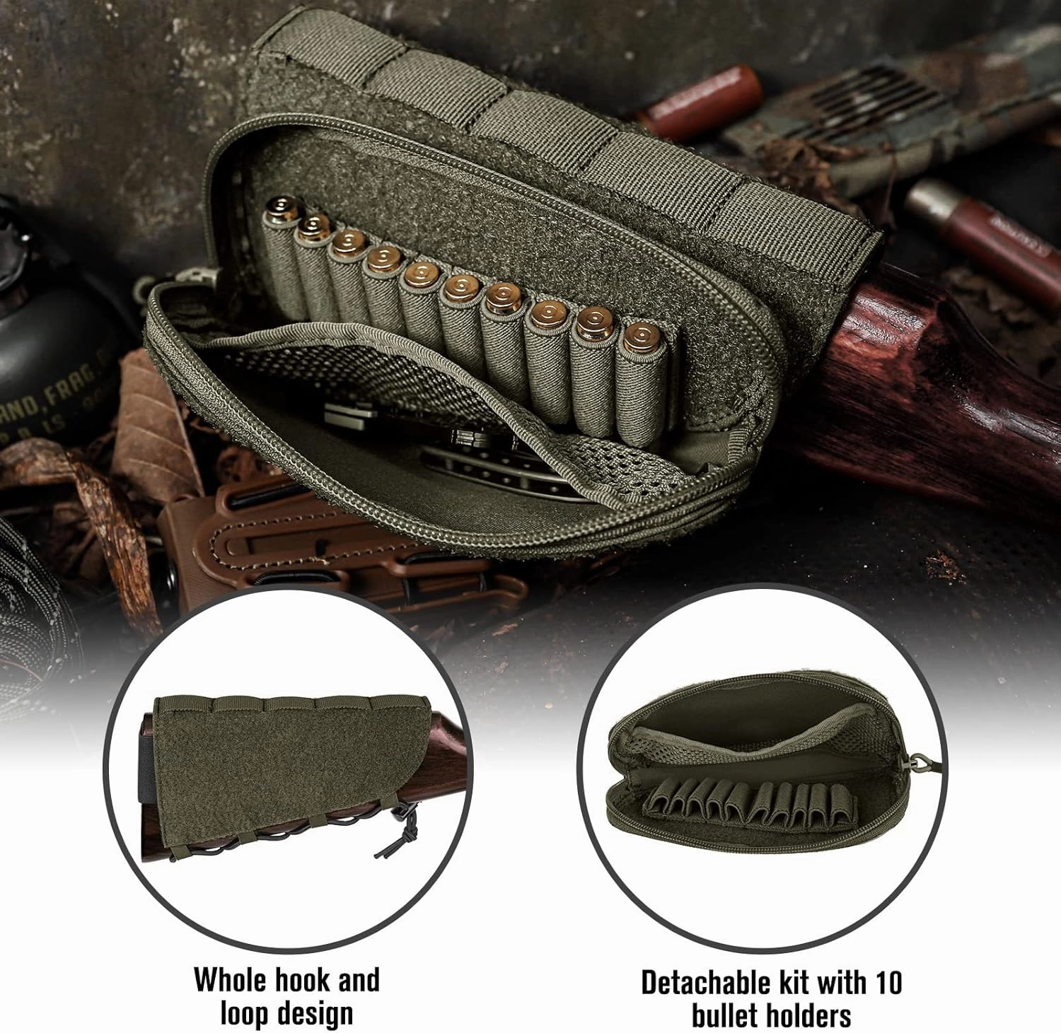 PETAC GEAR Tactical Buttstock Rifle Stock Pack/Adjustable Shell Holder Cheek Rest Pouch for Long Action …
