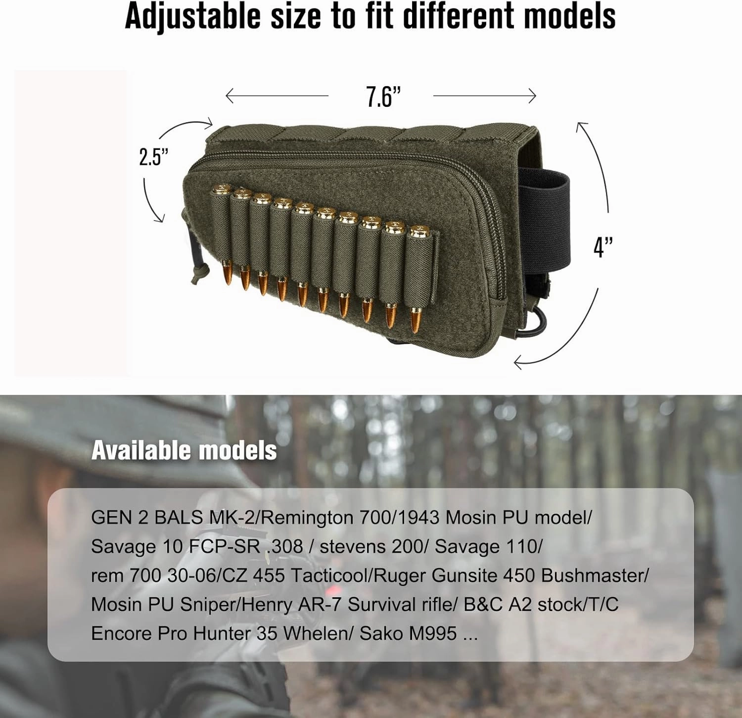 PETAC GEAR Tactical Buttstock Rifle Stock Pack/Adjustable Shell Holder Cheek Rest Pouch for Long Action …