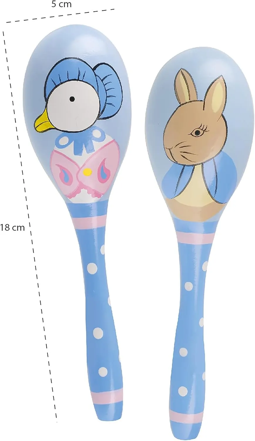 Peter Rabbit: Maraca Set - Set of 2, Wooden Musical Shaker Instruments, Music Development Toy, FSC Certified, Licensed, Toddler & Kids Ages 18mo 