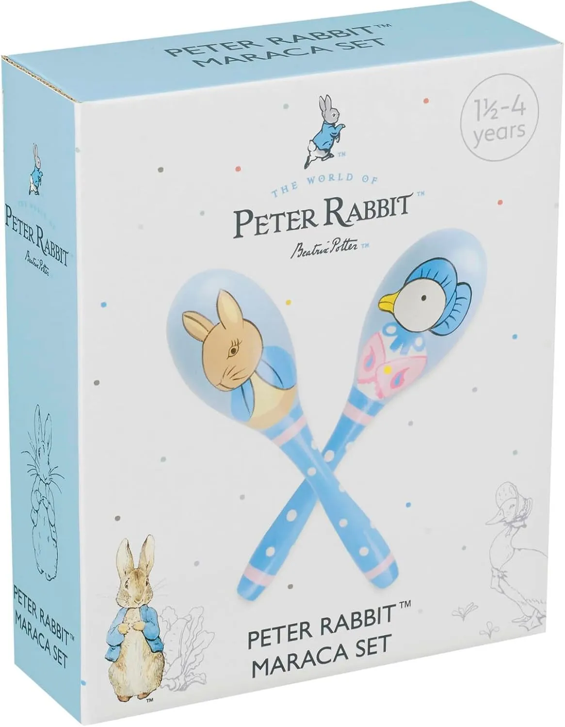 Peter Rabbit: Maraca Set - Set of 2, Wooden Musical Shaker Instruments, Music Development Toy, FSC Certified, Licensed, Toddler & Kids Ages 18mo 
