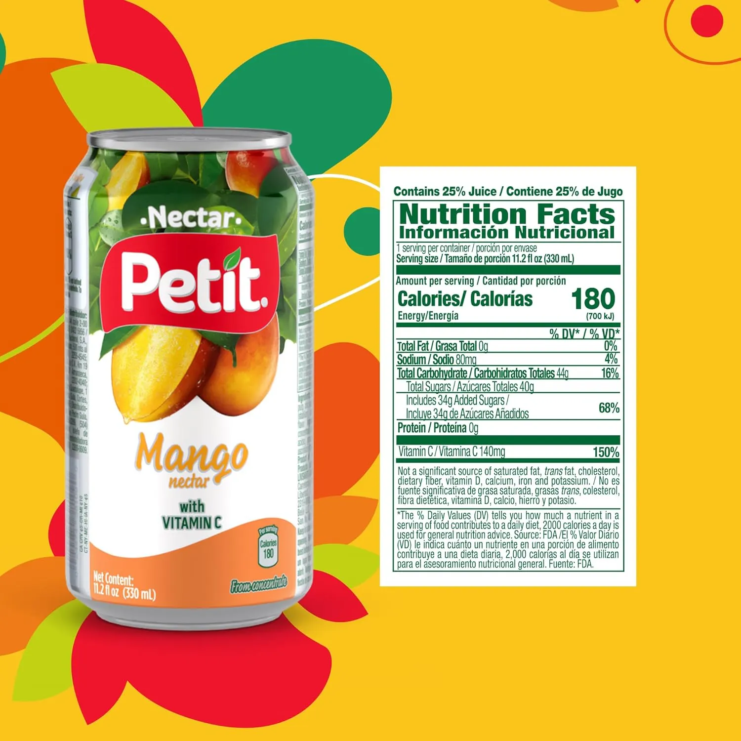 Petit Mango Nectar, 330 ml Cans (Pack of 24) – Sweet Tropical Fruit Juice Beverage