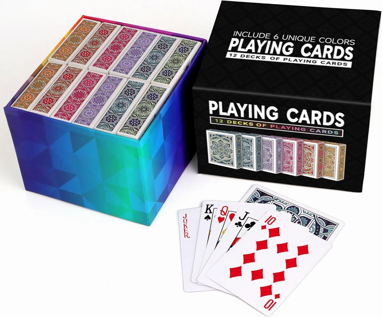 Playing Cards 12 Pack,Decks of Cards,Poker Cards Set Standard Playing Cards Bulk with 6 Bright Colors,Card Games for Adults Seniors,Suitable for Family Game Night,Camping,Travel,Party Games