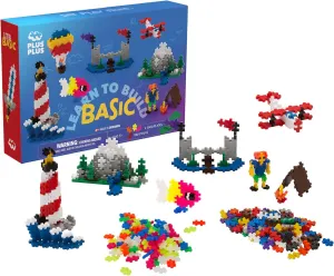 Plus Plus Learn to Build Set, Interlocking Mini Building Blocks, 3D Puzzle Construction Stem Toy for Kids - Basic Mix, 400 Pieces